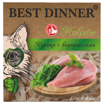 Ламистеры Best Dinner Holistic для стерилизованных кошек мясные волокна в желе с курицей и водорослями
