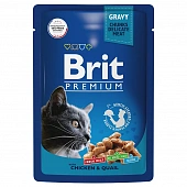 Паучи Brit Premium для взрослых кошек с цыплёнком и перепелкой в соусе Паучи Brit Premium для взрослых кошек с цыплёнком и перепелкой в соусе