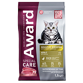 Сухой Корм Award Special Care Sensitive Digestion для взрослых кошек с чувствительным пищеварением со свежим мясом утки