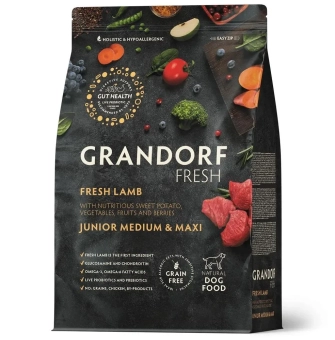 Корм Grandorf Fresh Dog Lamb Junior Medium&Maxi свежее мясо ягненка с бататом, для юниоров беременных или кормящих собак