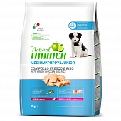 Сухой Корм Natural Trainer Puppy Medium Chicken&Turkey для щенков средних пород с курицей и индейкой с рисом