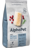Корм Alphapet Superpremium Monoprotein для взрослых кошек из белой рыбы