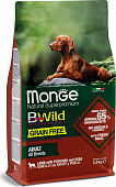 Сухой Корм Monge BWild Grain Free для взрослых собак всех пород из мяса ягнёнка с картофелем и горохом