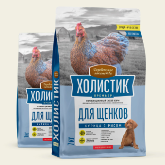 Корм Деревенские Лакомства Холистик Премьер для щенков с курицей и рисом