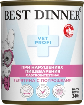 Консервы Best Dinner Vet Profi Exclusive Gastro Intestinal для собак с чувствительным пищ. с телятиной и потрошками 