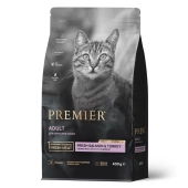 Сухой корм Premier для любых кошек с чувствительной кожей и шерстью или склонных к...