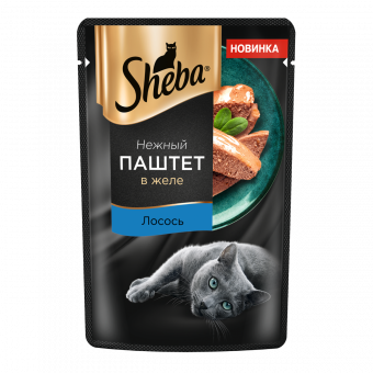 Паучи Sheba для кошек паштет из лосося в желе