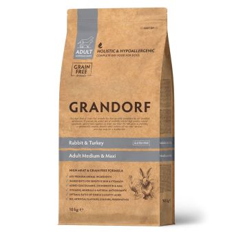 Корм Grandorf Adult Dog Rabbit&Turkey Med&maxi для собак средних и крупных пород с кроликом и индейкой, беззерновой