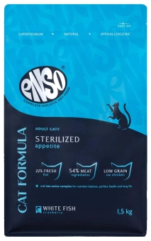 Сухой корм ENSO Cat formula Sterilized для стерилизованных кошек, белая рыба и клюква