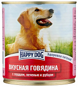 Консервы Happy Dog для взрослых собак с говядиной, сердцем, печенью и рубцом