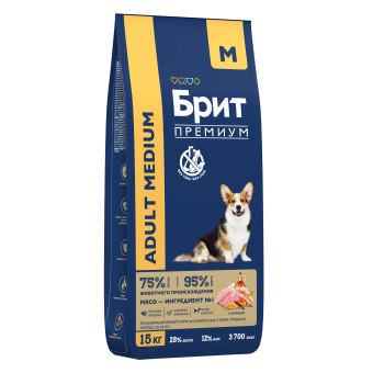 Корм Brit Premium Adult Medium Dog для собак средних пород с курицей