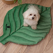 Лежанка Mr.Kranch для собак "Листочек" большая двусторонняя, размер 120х73х6см, зеленая