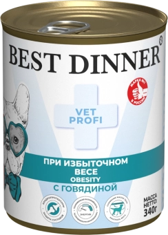 Банки Best Dinner Vet Profi Obesity для собак при для контроля избыточной массы тела с говядиной