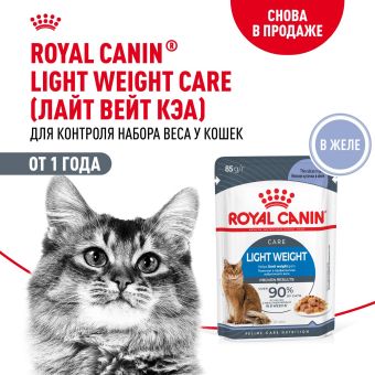 Паучи Royal Canin Light Weight Care для взрослых кошек для контроля набора веса мелкие кусочки в желе