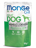 Паучи Monge Dog Grill для собак с ягнёнком с овощами