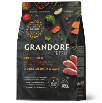 Корм Grandorf Fresh Dog Duck Med&Maxi свежее мясо утки с бататом для взрослых собак средних и крупных пород