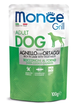 Паучи Monge Dog Grill для собак с ягнёнком и овощами