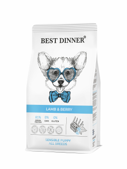 Корм Best Dinner Puppy Sensible Lamb & Berry для щенков с чувствительным пищеварением с ягнёнком и ягодами