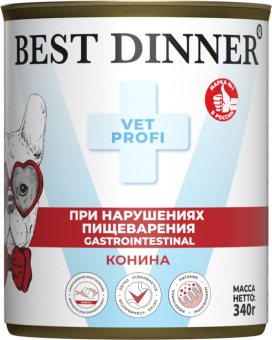 Консервы Best Dinner Vet Profi Exclusive Gastro Intestinal для собак с чувствительным пищеварением из конины 340г