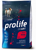 Сухой Корм Prolife Smart Adult Mini для собак мелких пород со свежим мясом говядины и с рисом