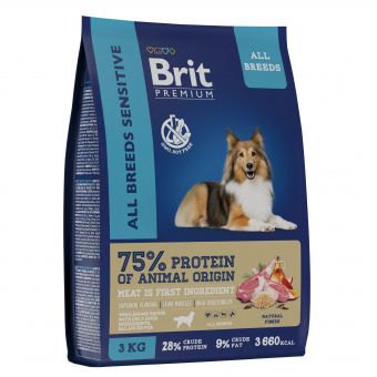 Корм Brit Premium Adult All Breed Sensitive для собак всех пород с чувствительным пищеварением с ягнёнком и индейкой