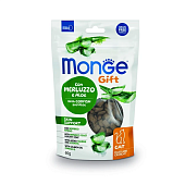 Лакомство Monge Gift Skin support для кошек "Хрустящие подушечки с начинкой" с треской и алоэ вера для здоровой кожи