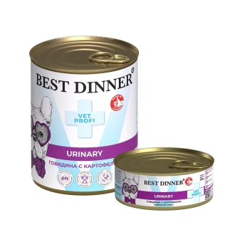 Банки Best Dinner Exclusive Urinary для собак с профилактикой мочекаменной болезни с говядиной и картофелем