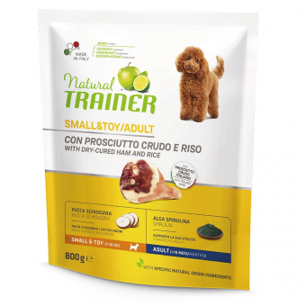 Корм Natural Trainer Dog Small&Toy Dry-Cured Ham and Rice для взрослых собак мелких пород с сыровяленой ветчиной и рисом