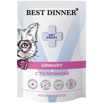 Паучи Best Dinner Vet Profi Urinary для кошек кусочки в соусе с телятиной