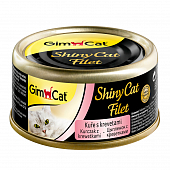 Банки GimCat Shiny Cat Filet Chicken + Shrimps филе для кошек из цыпленка с креветками
