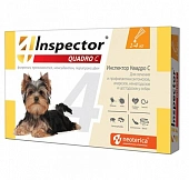 Капли на холку Inspector Quadro от блох, клещей и глистов для собак собак до 4кг Капли на холку Inspector Quadro от блох, клещей и глистов для собак собак до 4кг