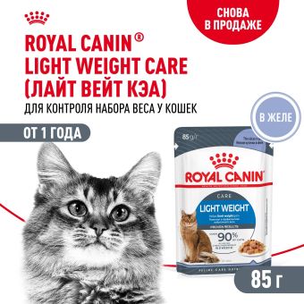 Паучи Royal Canin Light Weight Care для взрослых кошек для контроля набора веса мелкие кусочки в желе
