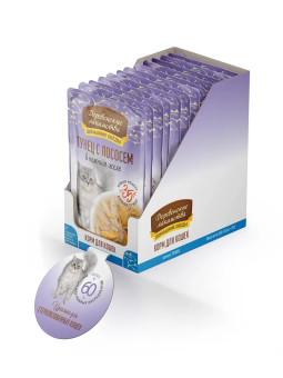 Паучи Деревенские Лакомства для кошек тунец с лососем в нежном желе