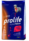 Сухой Корм Prolife Dual Fresh Adult Medium/Large для собак средних и крупных пород со свежим мясом говядины, гуся и с рисом