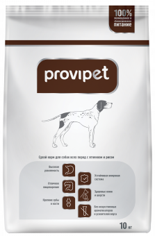 Корм Provipet для взрослых собак всех пород с ягнёнком и рисом