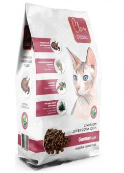 Корм Clan Classic Gurman 33/14 для взрослых привередливых кошек с индейкой и креветками