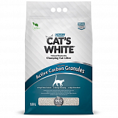 Комкующийся наполнитель Cat's White Active Carbon Granules для кошачьего туалета с гранулами активированного угля