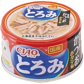 Банки Inaba Chiao Toromi для кошек с куриными филе и тунцом Кацуо с гребешками Банки Inaba Chiao Toromi для кошек с куриными филе и тунцом Кацуо с гребешками