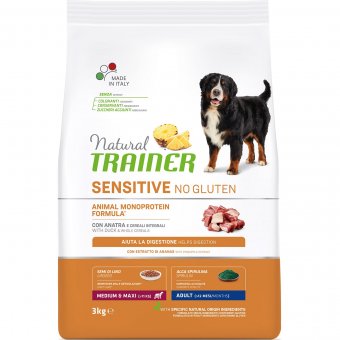 Корм Natural Trainer Sensitive Plus Adult Duck для взрослых собак средних и крупных пород с уткой (Без глютена)