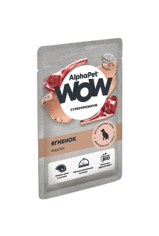 Паучи Alphapet Wow паштет для взрослых собак с ягнёнком