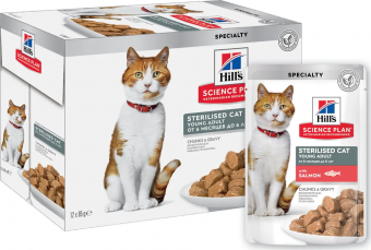 Паучи Hill's Sterilised with Salmon для стерилизованных кошек и котов с лососем до 6 лет