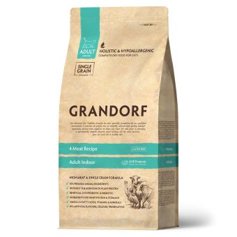 Корм Grandorf Adult Cat 4 Meat Probiotic Indoor для кошек 4 мяса с пробиотиками, низкозерновой