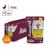 Паучи Award Hairball & Indoor для выведения шерсти у домашних кошек кусочки в соусе с уткой Паучи Award Hairball & Indoor для выведения шерсти у домашних кошек кусочки в соусе с уткой