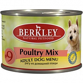 Консервы Berkley №9 Adult Poultry Mix для собак рагу из птицы: цыпленок, индейка и утка
