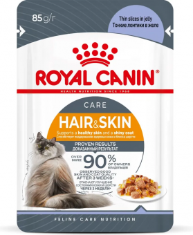 Royal Canin Hair & Skin Care корм консервированный для взрослых кошек в желе
