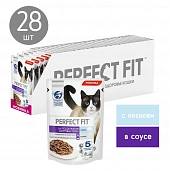 Паучи Perfect Fit для поддержания здоровья почек кошек с лососем в соусе Паучи Perfect Fit для поддержания здоровья почек кошек с лососем в соусе