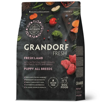 Корм Grandorf Fresh Dog Lamb Puppy All Breeds свежее мясо ягненка с бататом, для щенков беременных или кормящих собак