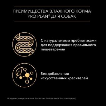 Влажный корм PRO PLAN для взрослых собак мелких и карликовых пород, с говядиной в соусе