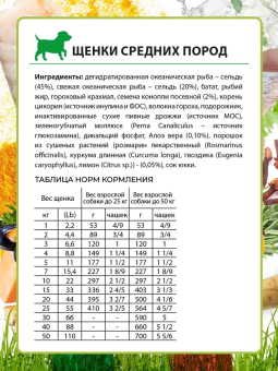 Корм Alleva Holistic Puppy Ocean Fish Medium для щенков средних пород с океанической рыбой, коноплёй и алоэ вера