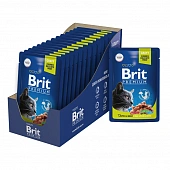 Паучи Brit Premium для взрослых стерилизованных кошек с ягненком и говядиной в соусе Паучи Brit Premium для взрослых стерилизованных кошек с ягненком и говядиной в соусе